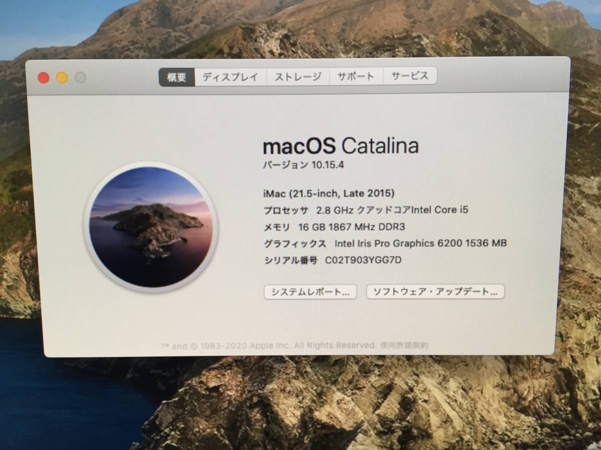 良品 21.5インチ】Apple iMac(21.5-inch,Late 2015)A1418 Core i5