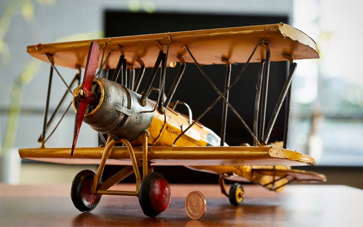 アンティーク レトロブリキ複葉飛行機 Yahoo!オークション - ブリキ 飛行機 インテリア アンティーク