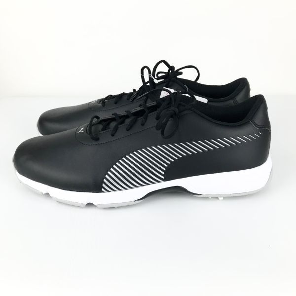 新品 PUMA プーマ ユニセックス golf ゴルフ シューズ スパイク ドライブ フュージョン クラシック 黒 ブラック 25.0cm ロゴ スポーツ_画像2