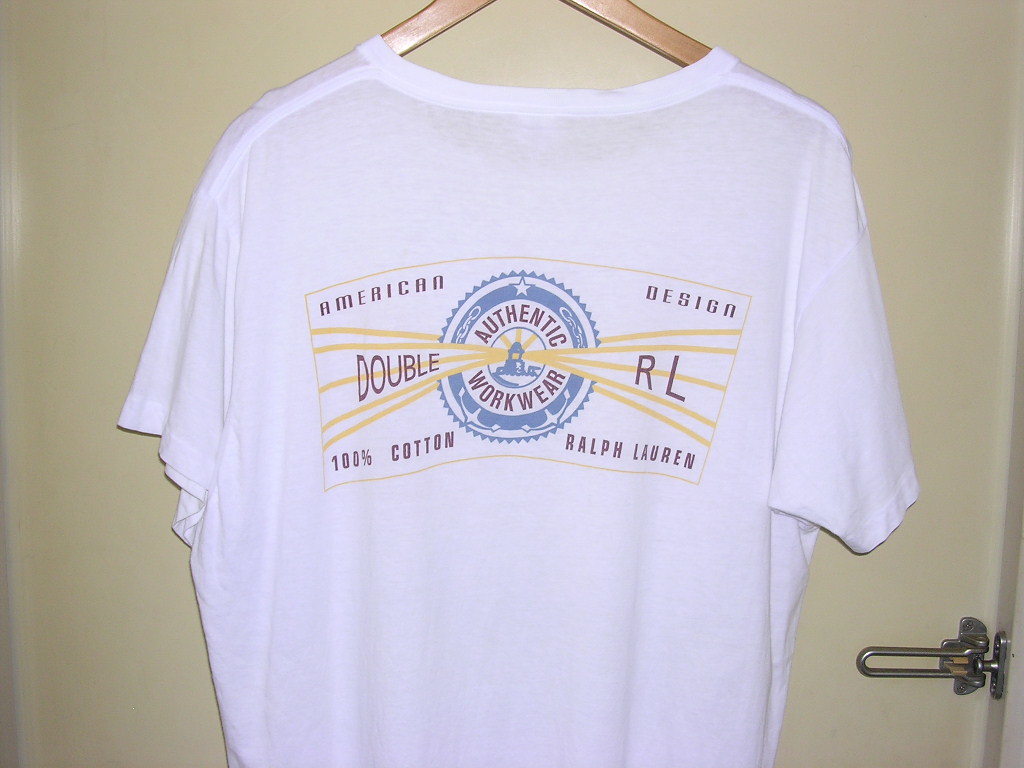 90s USA製 ダブルアールエル RRL WORK WEAR Tシャツ XL 白 vintage old 初期 三ツ星 ラルフローレン_画像1