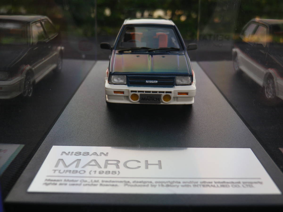 絶版！ Hi-Story 1/43 ハイストーリー NISSAN 日産 MARCH マーチ TURBO ターボ K10 1985 ダークブルー / ホワイト HS285BL_画像3