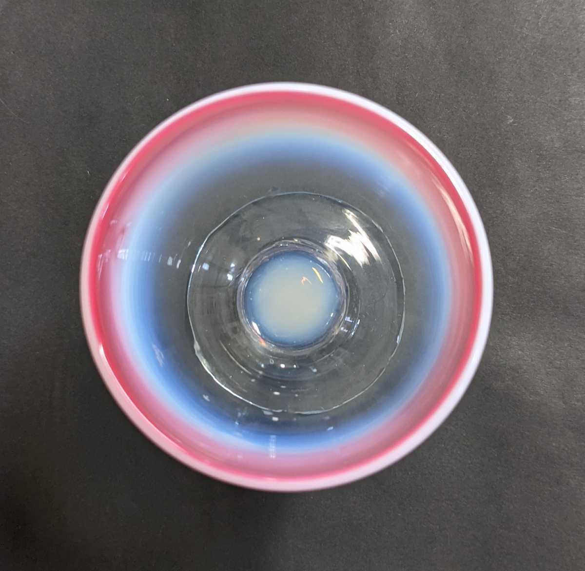 アンティーク レトロ和硝子 乳白赤縁 なつめ形氷コップ ガラスコップ