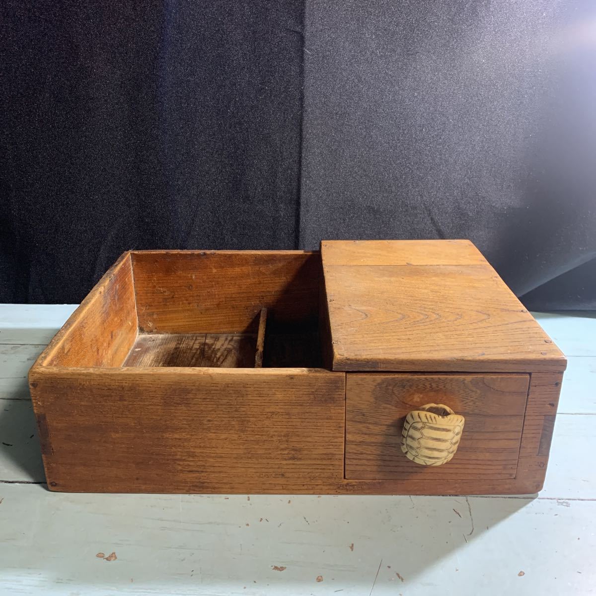 古民具 昭和レトロ 木製 小箱 アンティーク レトロ 引出し収納付き
