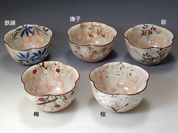 京焼・清水焼 小鉢揃 5SET 花の四季(はなのしき) 俊山 BSH683 陶器