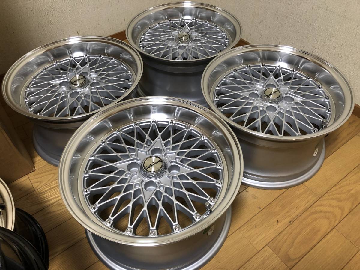 旧車系デザインメッシュホイール 15×8J・+20・ PCD100 4本セット 深