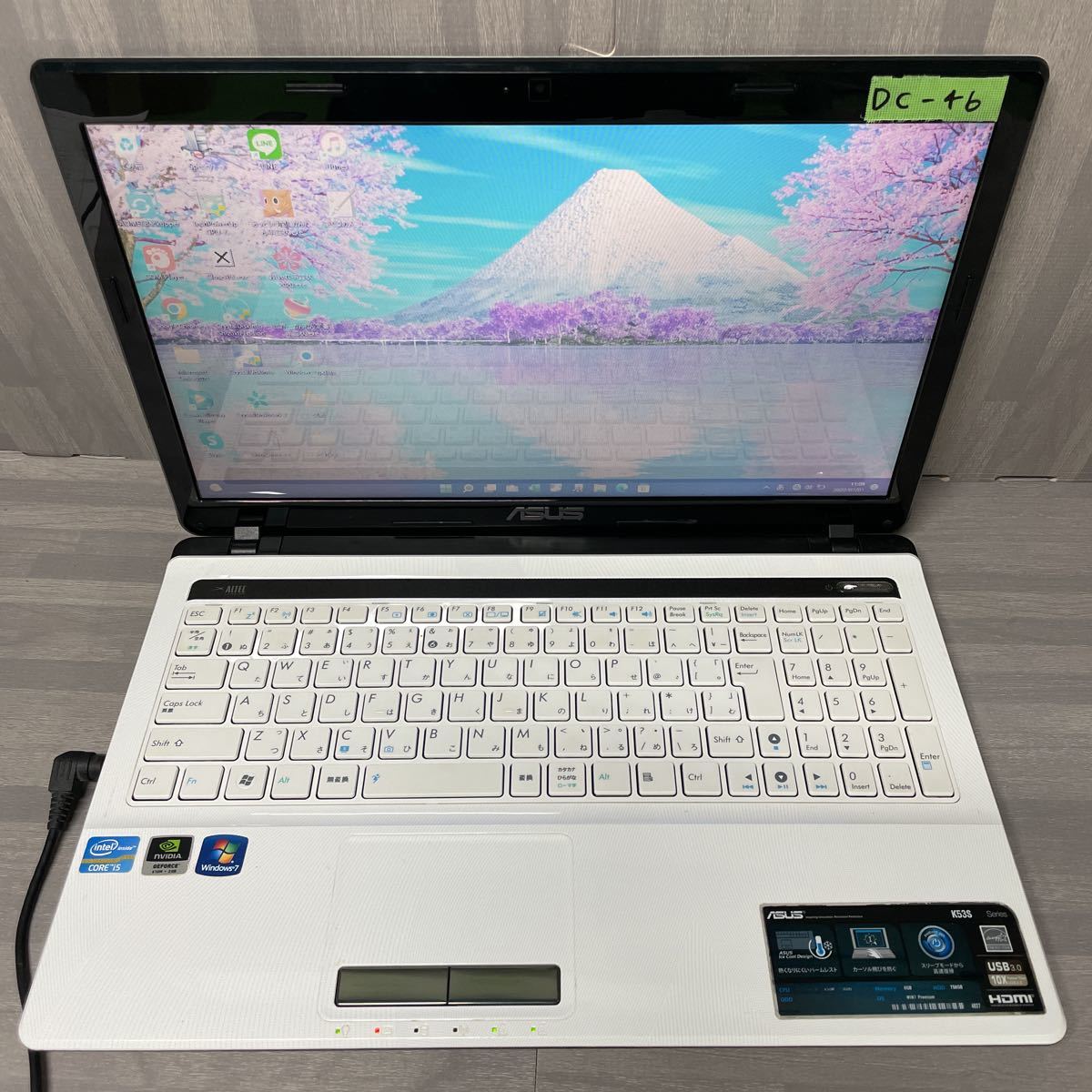 《DC-46》新品SSD交換済み♪ 『ASUS K53S』Win11＆i5＆メモリ4GB/MS Office2021/筆ぐるめ/Webカメラ/DVDドライブ_画像2