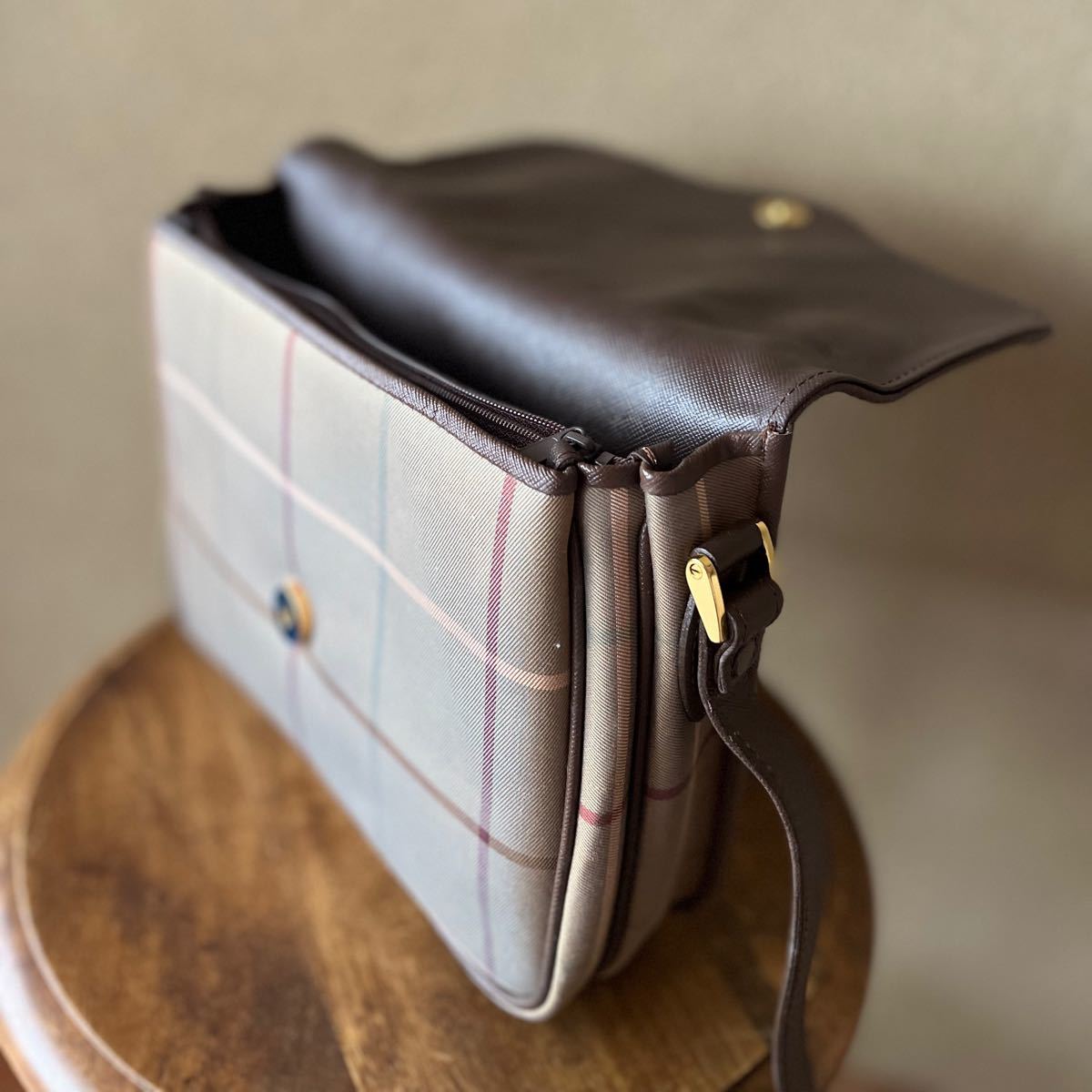 美品☆ BURBERRY バーバリー ショルダーバッグ 玉虫 キャンバス レトロ