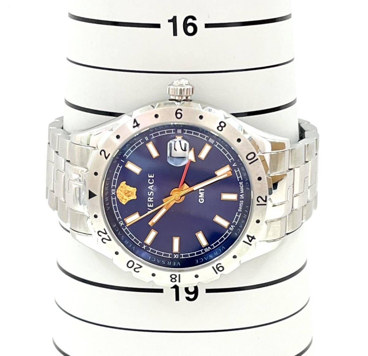 ベルサーチ GMT VERSACE メンズ腕時計 クオーツ ブランド腕時計 稼働品
