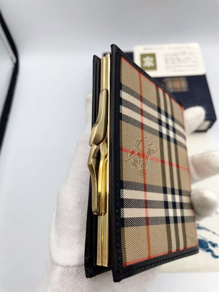 バーバリー ロンドン 二つ折り財布 ブラック×チェック 小銭入れ付き 未