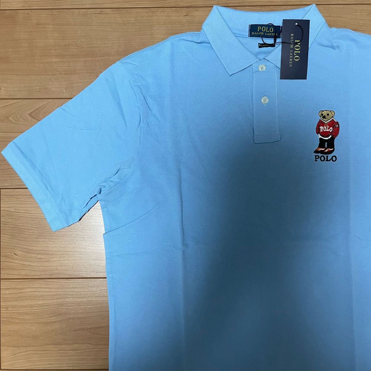 1円スタート！未使用　ポロラルフローレン　POLO RALPH LAUREN　半袖ポロシャツ　ライトブルー　XLサイズ　半袖　春夏_画像1