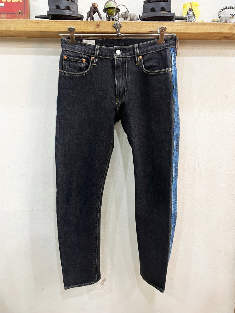 H63★Levi's/リーバイス HI-BALL サイドラインブラックカラーデニム ブラック×ブルー メンズ デニム W30 ストレッチ素材 アメカジ USED ★_画像2