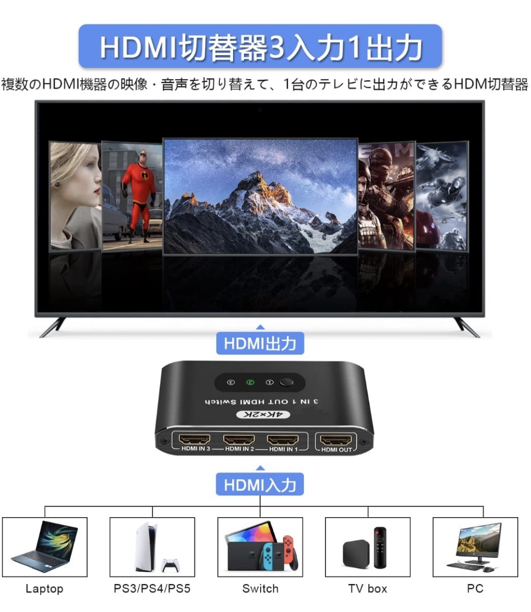 HDMI 切替器 3入力1出力 HDMI セレクター HDMI分配器