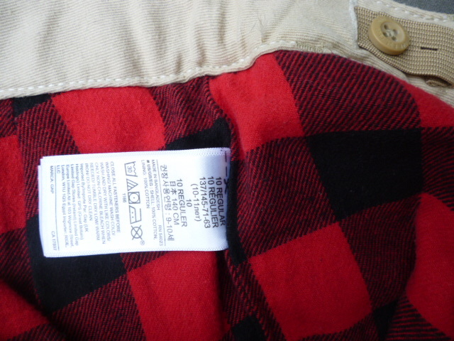 Gap KIDS Gap chino pants flannel lining red * black check 10(137~145cm)