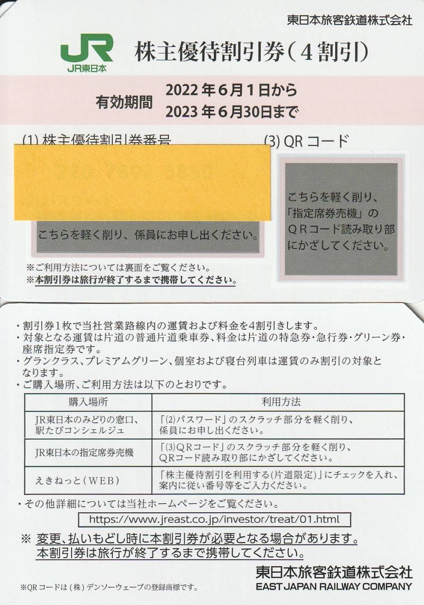 ★JR東日本★株主優待券【１枚】★３枚迄★送料込★東日本旅客鉄道㈱_画像1