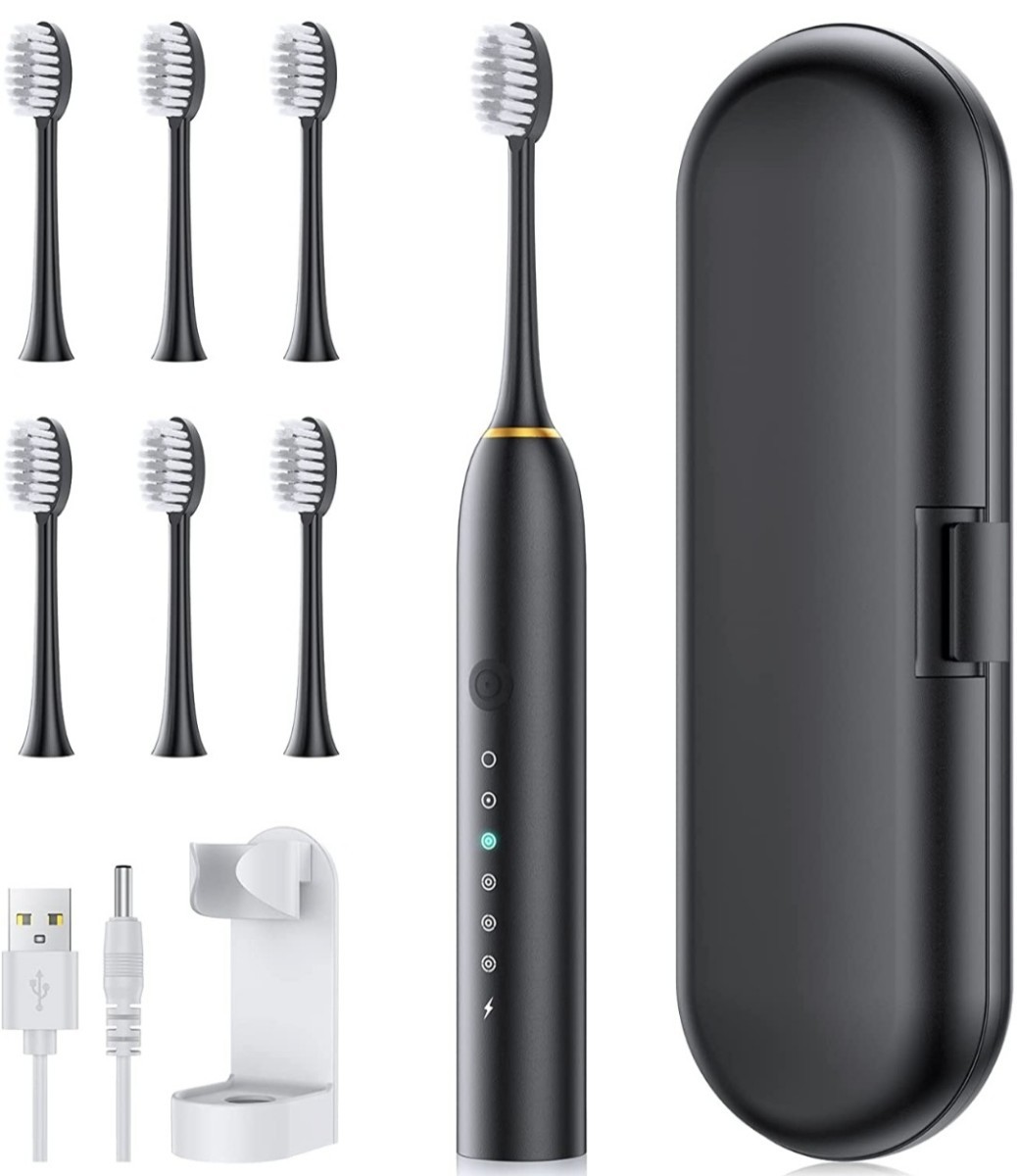 歯ブラシ 音波歯ブラシ セット買い 替えブラシ6本 IPX7防水  ケース付き ソニック 電動歯磨き USB充電 