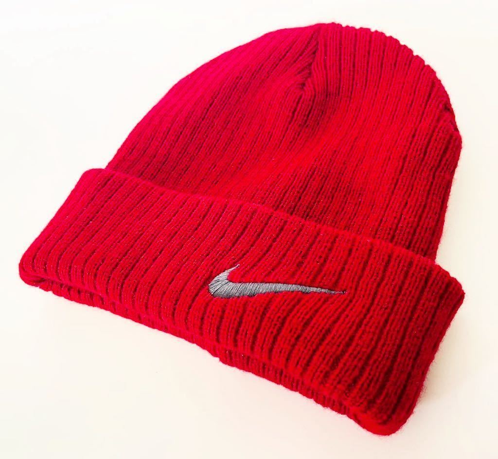 美品!! 希少!! 90s NIKE LOGO KNIT CAP ナイキ ロゴ 刺繍 ニット