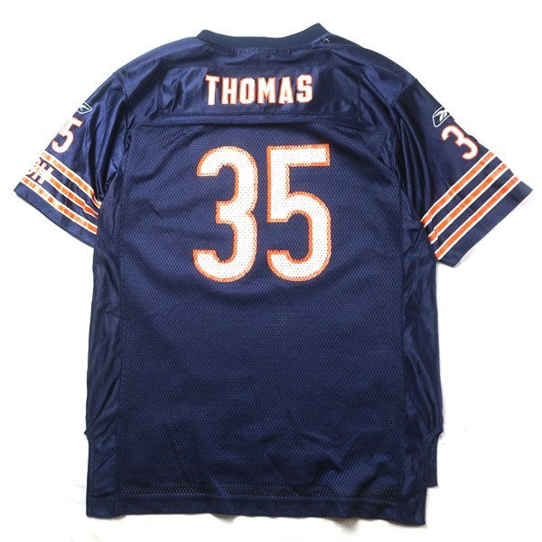 NFL! 90s ロシア製 Reebok Chicago Bears シカゴベアーズ アンソニートーマス フットボールシャツ T ゲームシャツ #35 ネイビー 紺 XL 古着_画像3