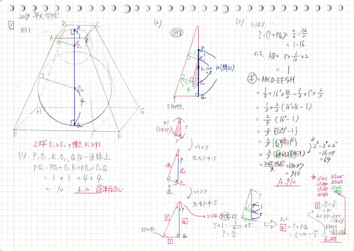 塾講師のオリジナル 数学 解説 全310ページ 慶應 女子 志木 義塾 早稲田 実業 学院 本庄 高校入試 過去問 解説_画像3