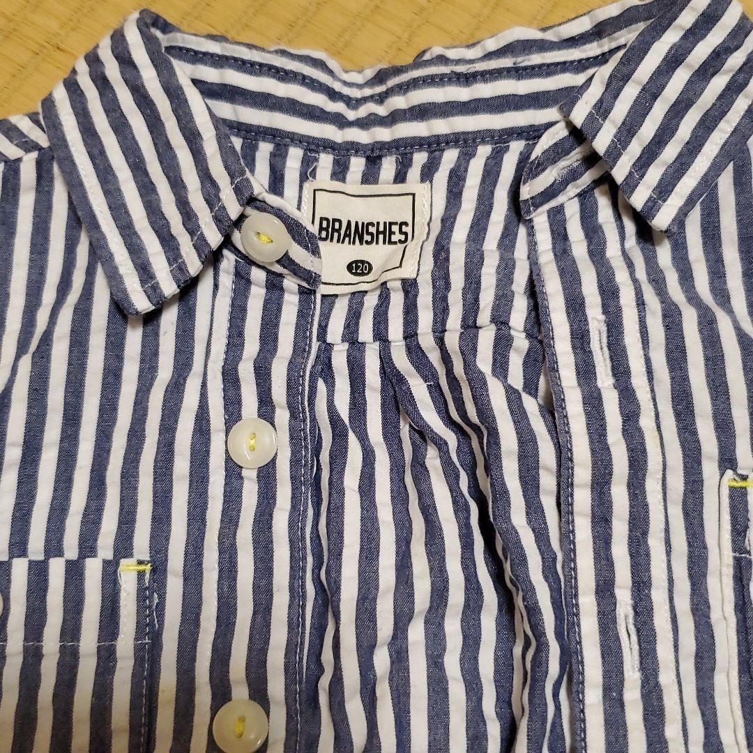 ブランシェス　120㎝　ストライプ　シャツ　美品 半袖シャツ
