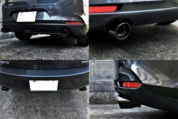 MAZDA3 BP series muffler cutter 100mm black heat-resisting black painting 2 ps fast back Mazda 3 slash cut high purity SUS304 stainless steel 