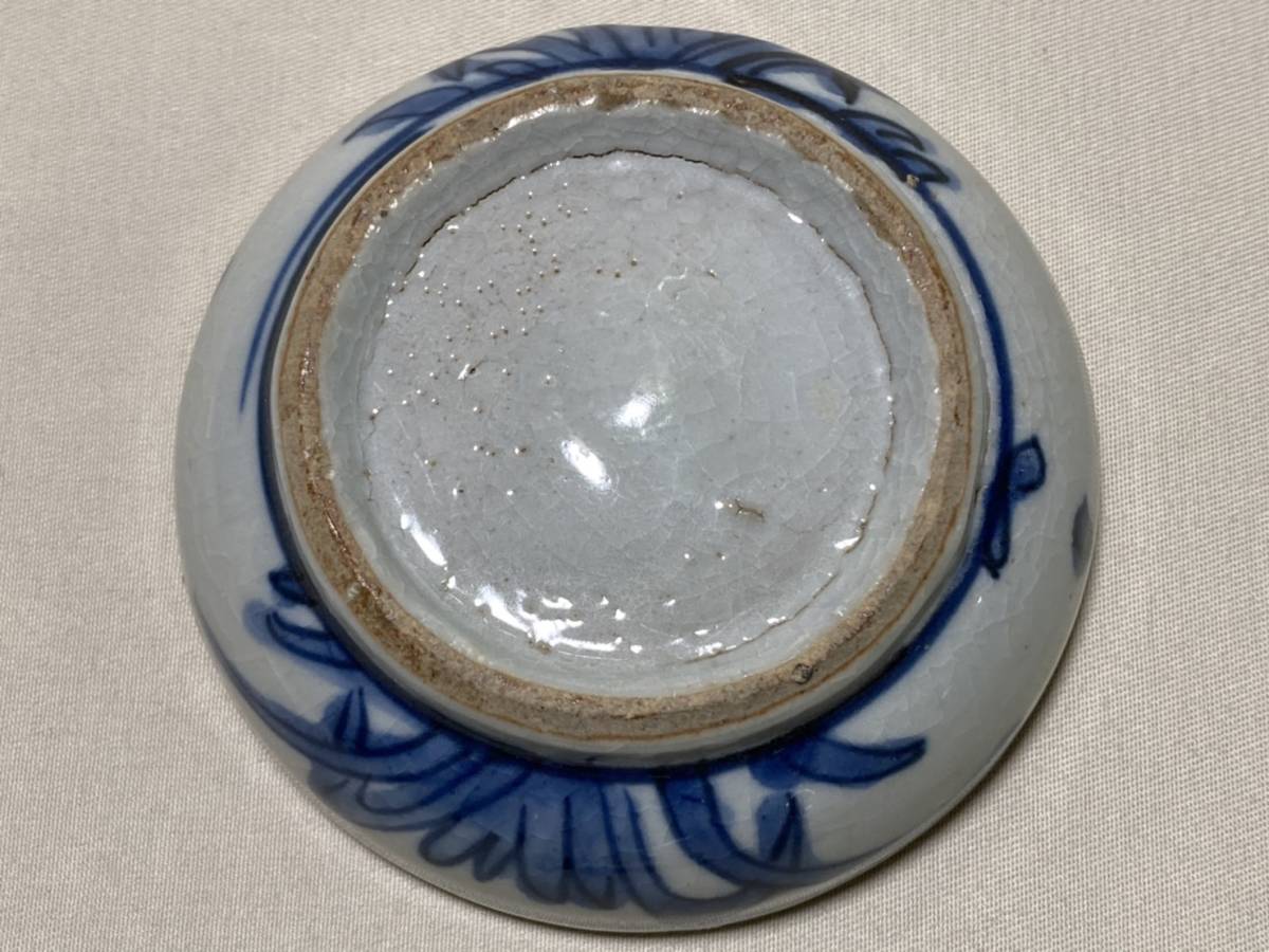 合器 【魚図合子 大 呉須 染付 明 青花 花絵 花文 古染付 骨董 中国骨董 時代物 中国古玩 明 清 唐物 合子 香合 茶道具 】