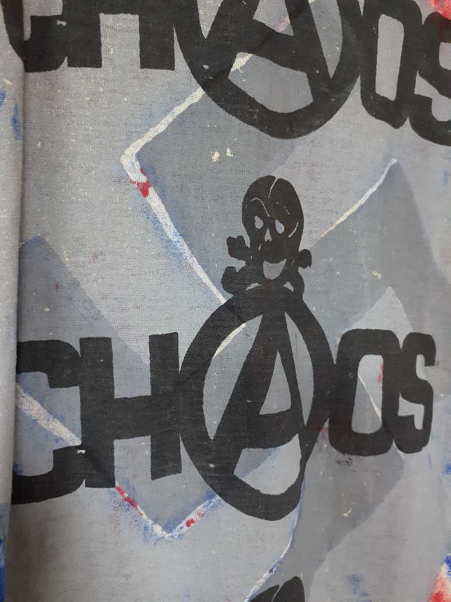 パンクロックスタイルビンテージ90'sCHAOSスカル×ユニオンジャックデザインTシャツ_画像3