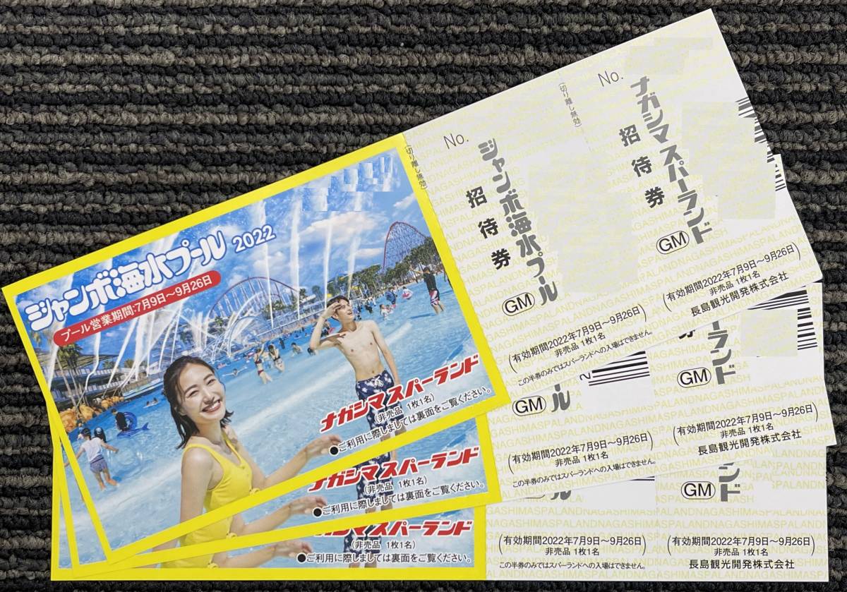 ☆ナガシマスパーランド＆ジャンポ海水プール入場券3枚セット 