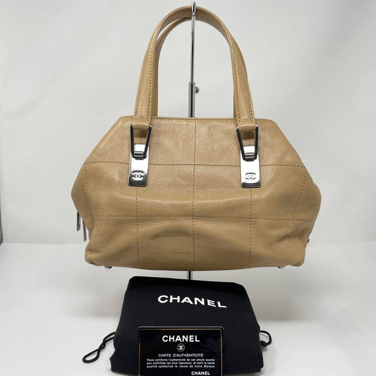 CHANEL シャネル ソフトキャビアスキン チョコバー ミニボストンバッグ