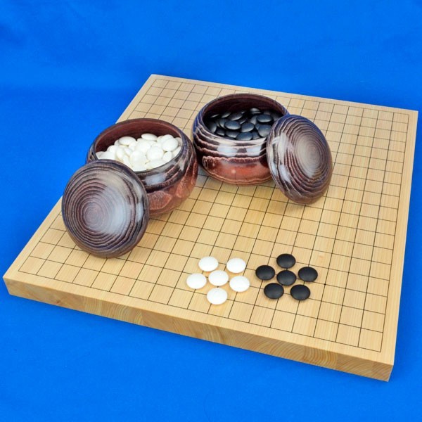 囲碁セット　桧1寸卓上碁盤セット(蛤碁石25号・栗碁笥大)【囲碁将棋専門店の将碁屋】