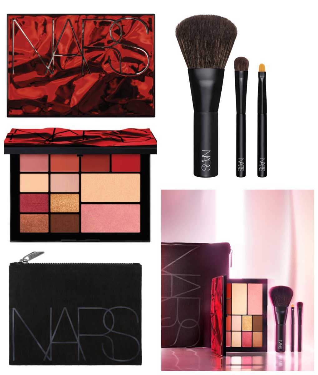 新品 ナーズ アフターグロー フェースパレット NARS アイシャドウ チーク リップ パレット メイクブラシ 3本 ポーチ セット 免税店 限定品