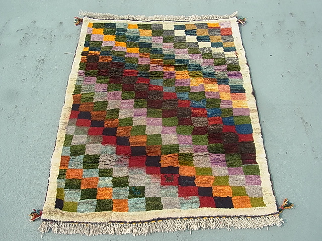 ギャッベ ペルシャ絨毯 アンティーク ラグ カーペット 骨董 イラン産 手織り P062_画像1