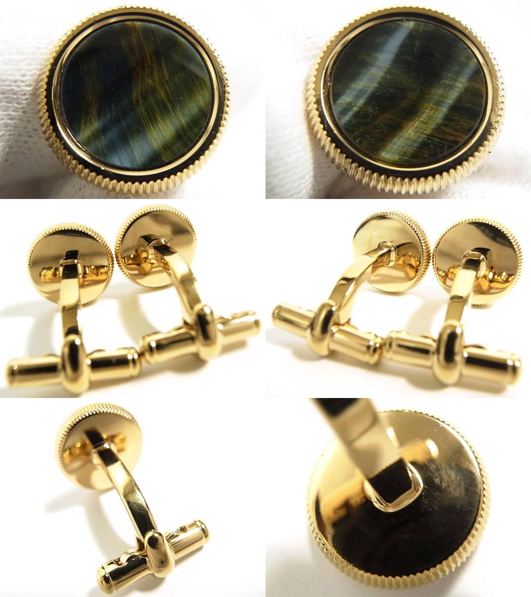 Dunhill Dunhill cuffs cuff links Circle Gold round Shape box attaching guarantee blue Tiger I natural stone JNX5261K