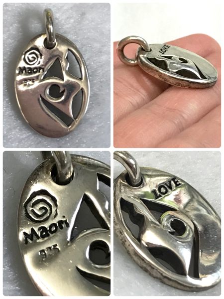 マオリ シルバー 925 Maori LOVE ロゴ デザイン ネックレス トップ 重量約 9.9g ペンダント silver 展示品_画像2