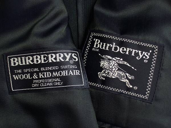 美品*Burberrys バーバリー*ネイビー系ピンスト地柄*モヘア混*メンズ*テーラードダブルジャケット*90-78-165-A4*S相当*春秋_画像3