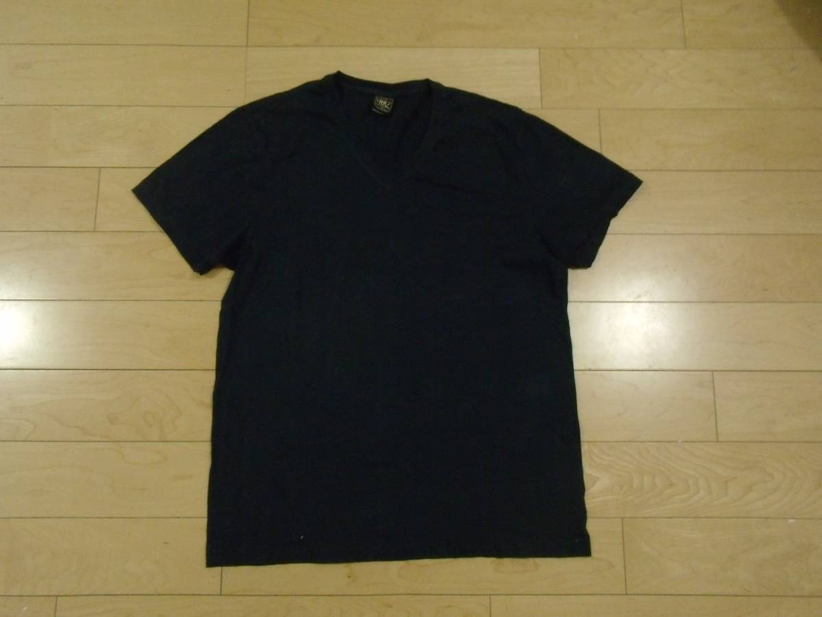 RRL TUBE-T LARGE L V-NECK navy ネイビー 紺 ダブルアールエル 100% cotton_画像1