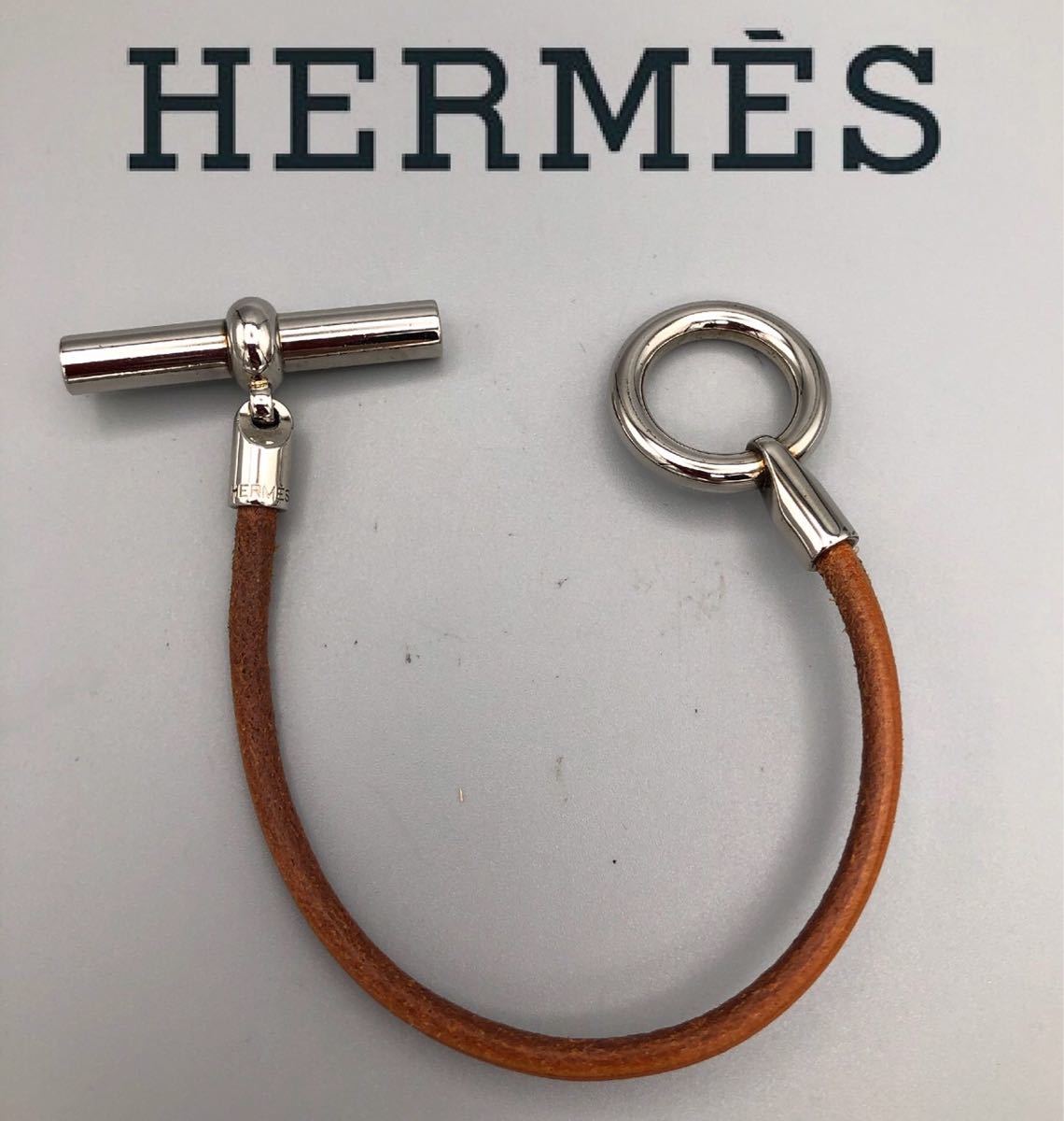 HERMES エルメス ブレスレット バングル ブラウン系xシルバー HERMES エルメス ブレスレット バングル ブラウン系xシルバー