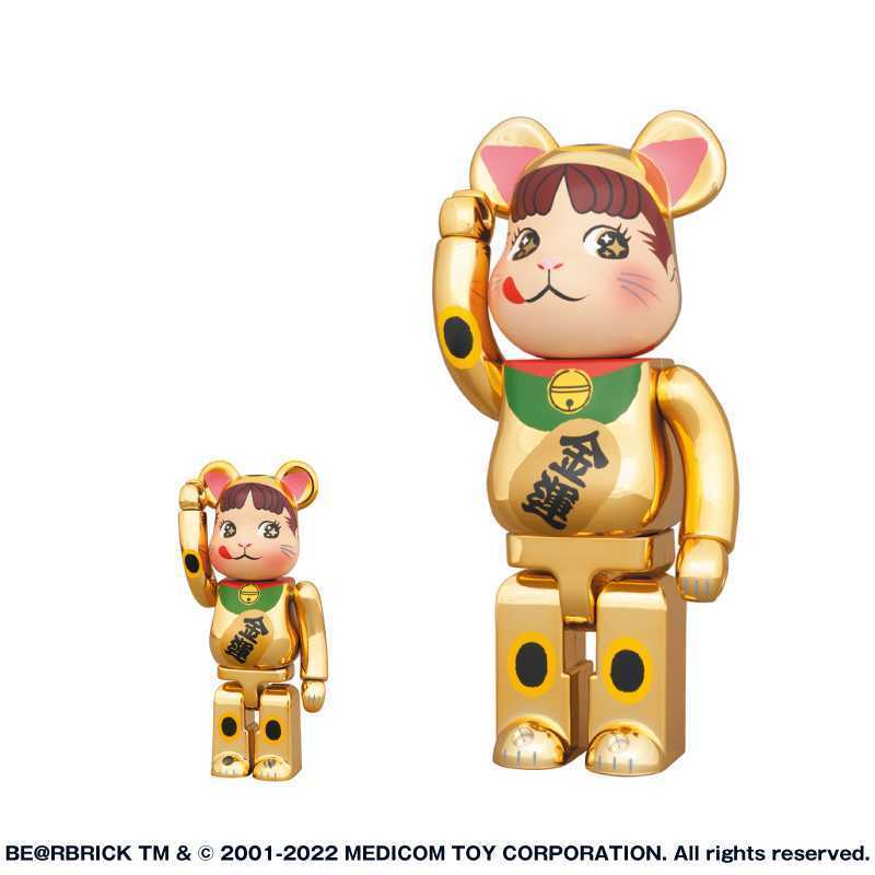 1円~ 新品未開封 BE@RBRICK 招き猫 ペコちゃん 金運 金メッキ 100