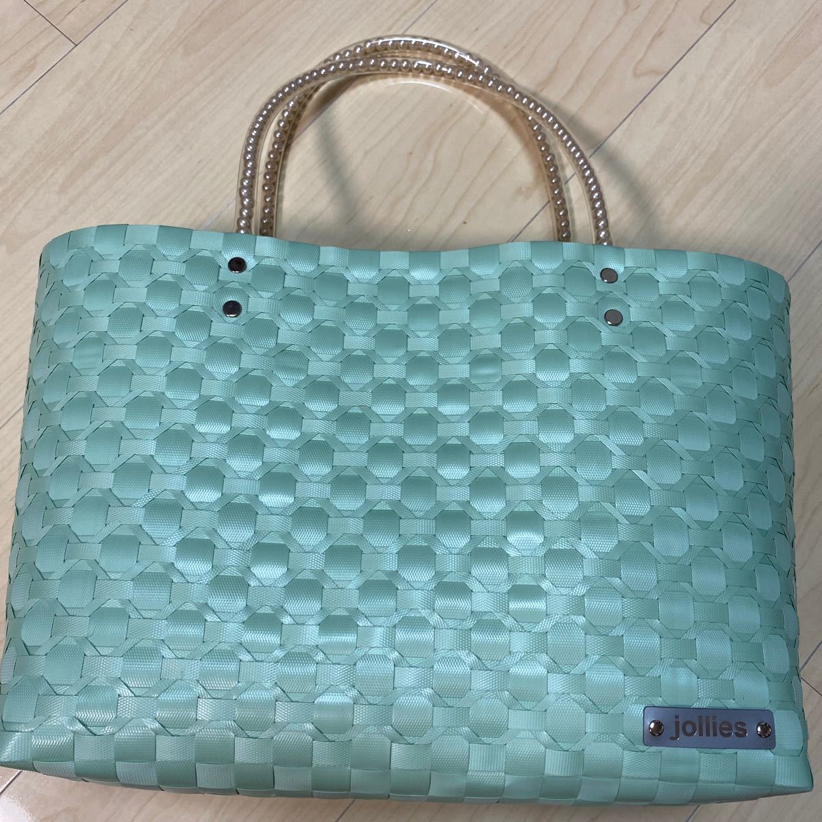 ジョリーズ パールハンド カゴバッグ 1番大きなサイズ 美品 トートバッグ 夏!