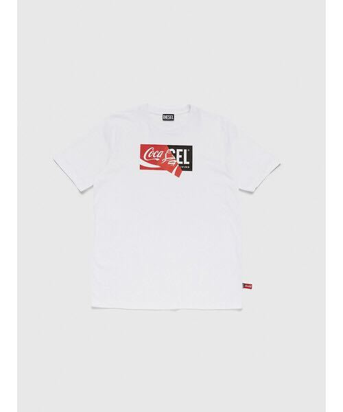DIESEL Tシャツ Coca-Cola コカコーラ コラボ ロゴ プリント クルーネック 半袖 トップス プリントT COCA COLA DSSHNTGAYG ホワイト L_画像1