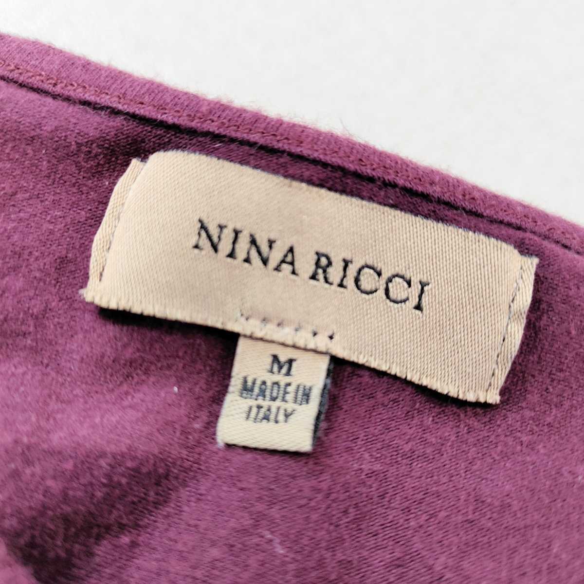 NINA RICCI ニナリッチ プリントTシャツ 半袖シャツ カットソー パープルボルドー イタリア製 レディースＭサイズ_画像7