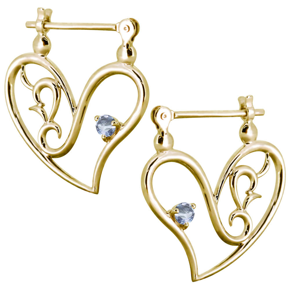 フープピアス 18k ブランド レディース ピアス ハート クロッシングピアス アクアマリンサンタマリア 両耳 セット