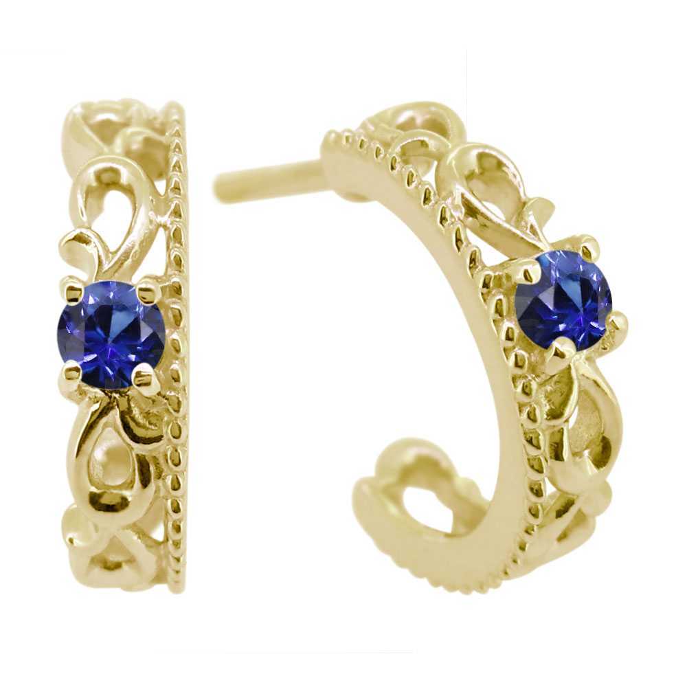18金 ピアス メンズ 小さめ フープピアス 唐草 両耳 サファイア 誕生石 9月 18k esakip.kapuaskab.go.id