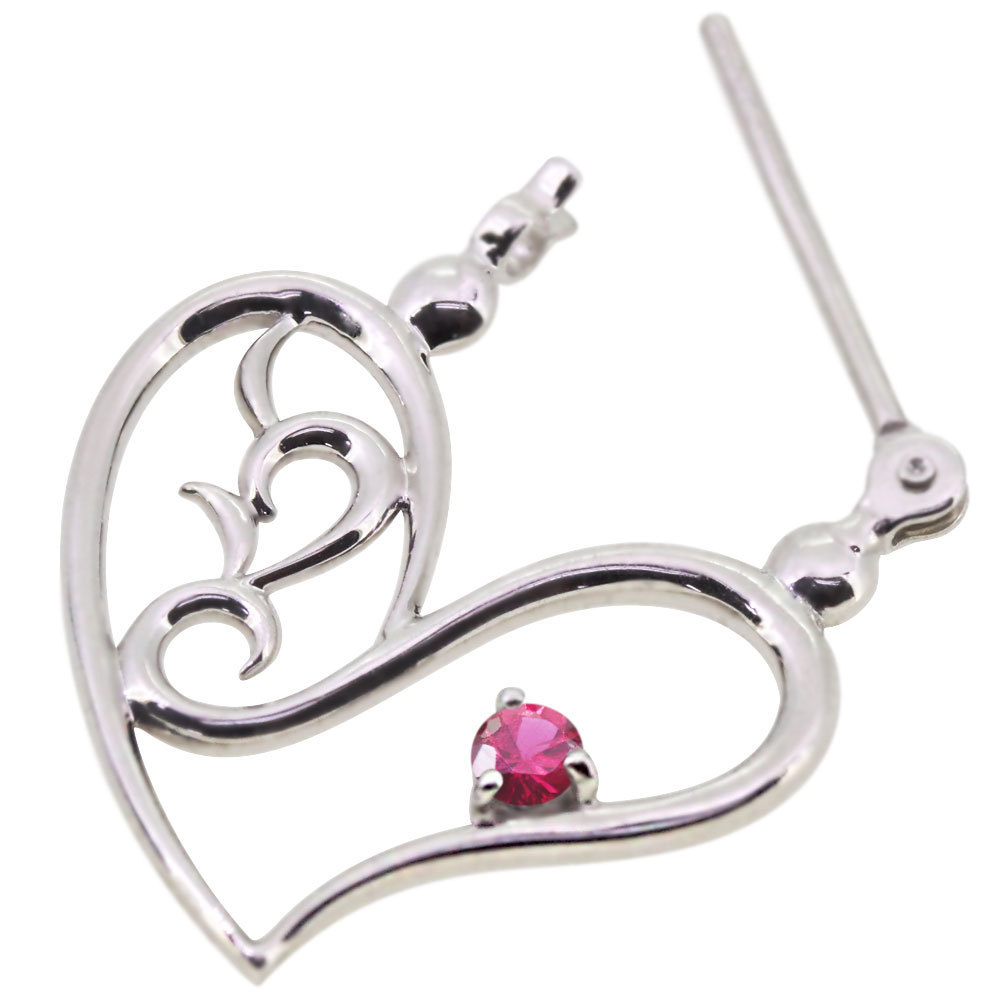 ピアス フープ レディース ハート フープピアス クロッシングピアス ルビーピアス プラチナ | sweatreno.com