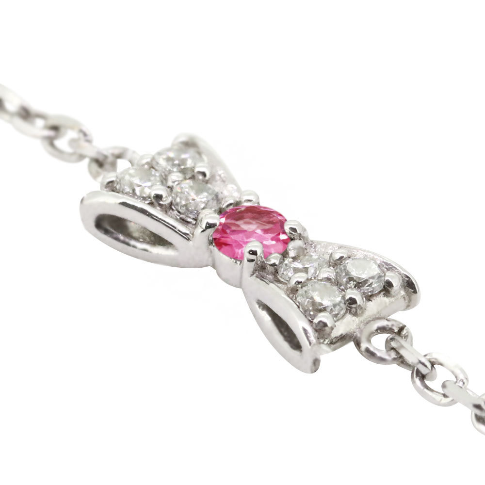  bracele lady's birthstone 10 month pink tourmaline platinum anklet 