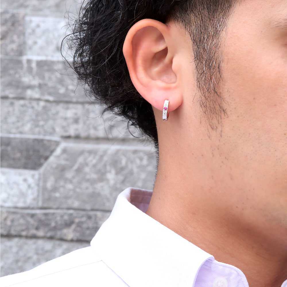 ピアス 18k フープピアス メンズ 片耳 中折れ 18金 イエローゴールド