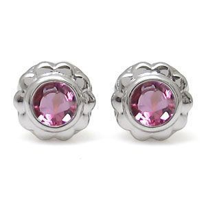 無料発送 フラワー メンズピアス 花 K10 ピンクトルマリン メンズ