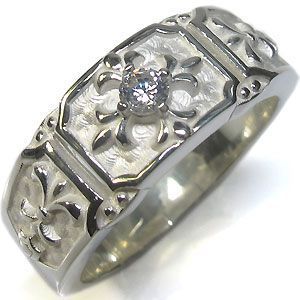 クロス ダイヤモンド リング シルバー メンズ リング 百合の紋章 指輪