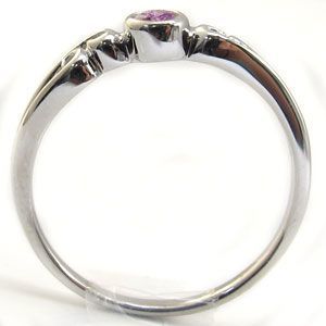 指輪 レディース 18金 シンプル リング ピンクサファイヤ 一粒 K18