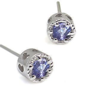 タンザナイト メンズピアス ハート 一粒 タンザナイトメンズピアス K10