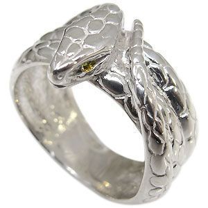 18金 スネーク メンズリング シトリン ヘビ 蛇 指輪